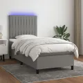 cadre de lit avec matelas et LED Gris foncé 90x190cm