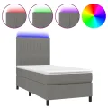 cadre de lit avec matelas et LED Gris foncé 90x190cm