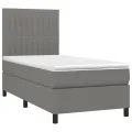 cadre de lit avec matelas et LED Gris foncé 90x190cm