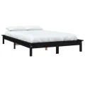 Cadre de lit noir 180x200 cm Super King bois de pin massif
