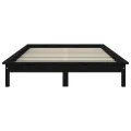Cadre de lit noir 180x200 cm Super King bois de pin massif