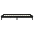 Cadre de lit noir 180x200 cm Super King bois de pin massif
