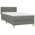 cadre de lit avec matelas Gris foncé 80x200 cm Tissu