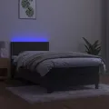 cadre de lit avec matelas et LED Gris foncé 80x200cm