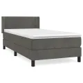 cadre de lit et matelas Gris foncé 80x200 cm Velours