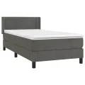 cadre de lit et matelas Gris foncé 80x200 cm Velours