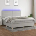 cadre de lit matelas et LED Gris clair 200x200 cm