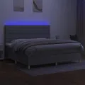 cadre de lit matelas et LED Gris clair 200x200 cm