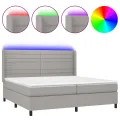 cadre de lit matelas LED Gris clair 200x200 cm Tissu