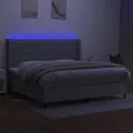 cadre de lit matelas LED Gris clair 200x200 cm Tissu