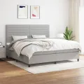 cadre de lit avec matelas Gris clair 200x200cm Tissu