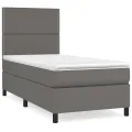 cadre de lit avec matelas Gris 100x200 cm Similicuir