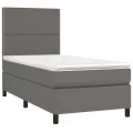 cadre de lit avec matelas Gris 100x200 cm Similicuir