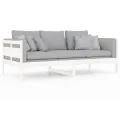 Lit de jour blanc bois de pin massif 90x200 cm