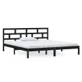 Cadre de lit Noir Bois de pin massif 140x190 cm