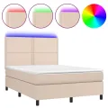 cadre de lit avec matelas LED Cappuccino 140x200 cm