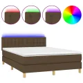 cadre de lit matelas et LED Marron foncé 140x200 cm