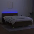 cadre de lit matelas et LED Marron foncé 140x200 cm