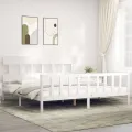 Cadre de lit avec tête de lit blanc Super King bois massif