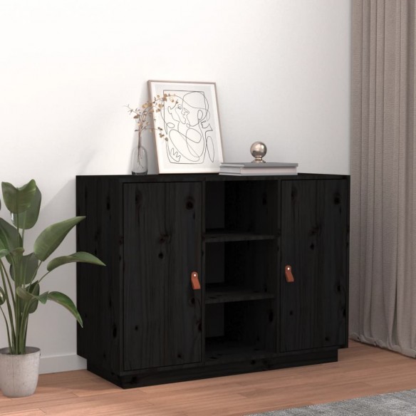 Buffet Noir 100x40x75 cm Bois massif de pin