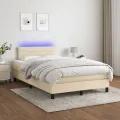 cadre de lit avec matelas LED Crème 120x200 cm Tissu