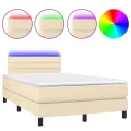 cadre de lit avec matelas LED Crème 120x200 cm Tissu