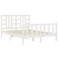 Cadre de lit avec tête de lit blanc King Size bois massif