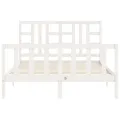 Cadre de lit avec tête de lit blanc King Size bois massif