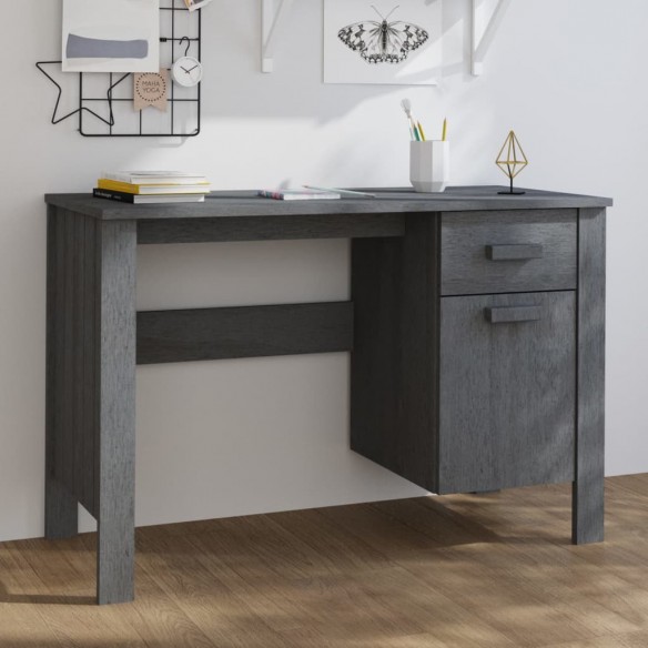 Bureau HAMAR Gris foncé 113x50x75 cm Bois massif de pin