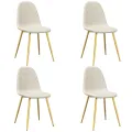 Chaises à manger lot de 4 crème velours