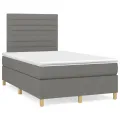 cadre de lit avec matelas Gris foncé 120x200cm Tissu