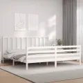 Cadre de lit avec tête de lit blanc 200x200 cm bois massif