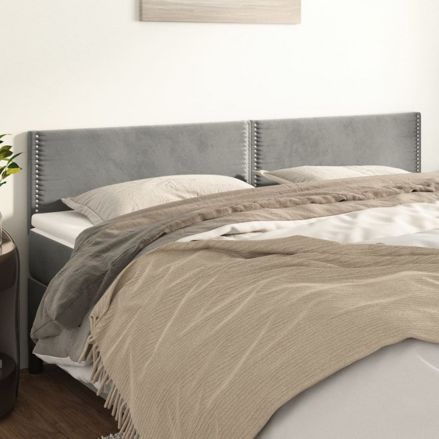 Têtes de lit 2 pcs Gris clair 80x5x78/88 cm Velours