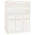 Buffet haut Blanc 89x40x116,5 cm Bois massif de pin