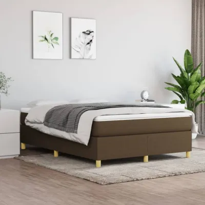 cadre de lit Marron foncé 140x190 cm Tissu