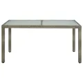 Table de jardin 150x90x75 cm Verre trempé et poly rotin Gris