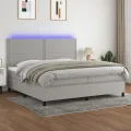 cadre de lit et matelas et LED Gris clair 200x200 cm