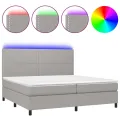 cadre de lit et matelas et LED Gris clair 200x200 cm