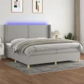 cadre de lit matelas LED Gris clair 200x200 cm Tissu