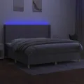 cadre de lit matelas LED Gris clair 200x200 cm Tissu