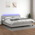 cadre de lit matelas LED Gris clair 200x200 cm Tissu