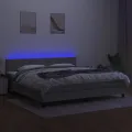 cadre de lit matelas LED Gris clair 200x200 cm Tissu