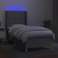 cadre de lit matelas LED Gris clair 100x200 cm Tissu