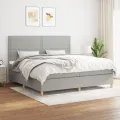 cadre de lit avec matelas Gris clair 200x200cm Tissu