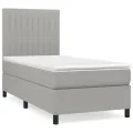 cadre de lit et matelas Gris clair 90x190 cm Tissu