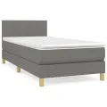cadre de lit et matelas Gris foncé 90x190 cm Tissu