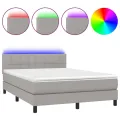 cadre de lit et matelas et LED Gris clair 140x200 cm