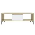 Table basse Blanc et chêne sonoma 103,5x60x35 cm Aggloméré