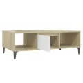 Table basse Blanc et chêne sonoma 103,5x60x35 cm Aggloméré