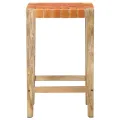 Tabourets de bar lot de 2 marron cuir véritable 75 cm